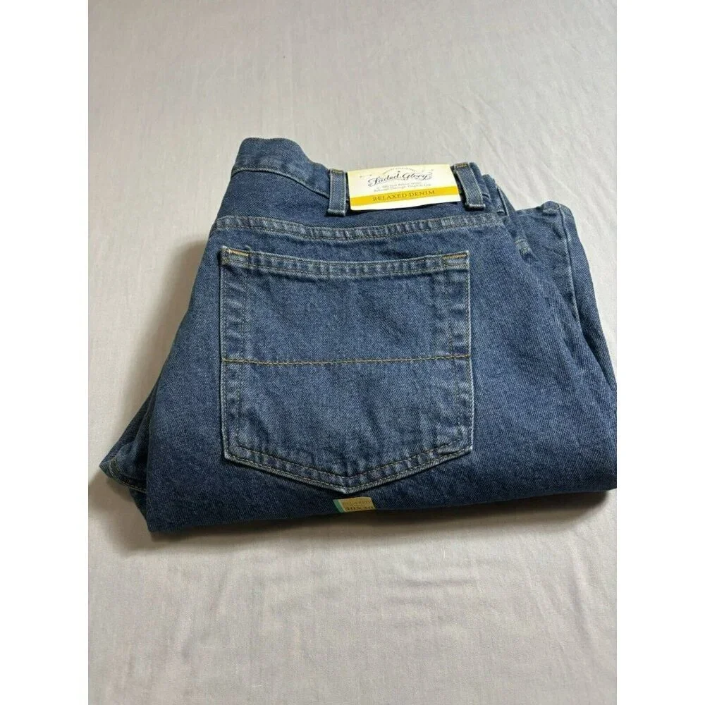 NEW NWT 40X30 Faded Glory Blue Light Stonewash Relaxed Fit Straight Denim Jeans